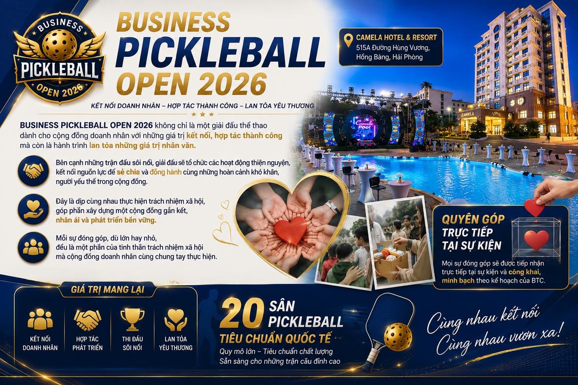 Lan tỏa yêu thương — hoạt động thiện nguyện của Business Pickleball Open 2026